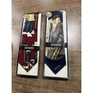 PAIR OF NORMAN ROCKWELL THE SATURDAY EVENING POST SILK TIES. DOCTOR & GOLFER